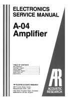 Acoustic Research A-04 - Service Manual 